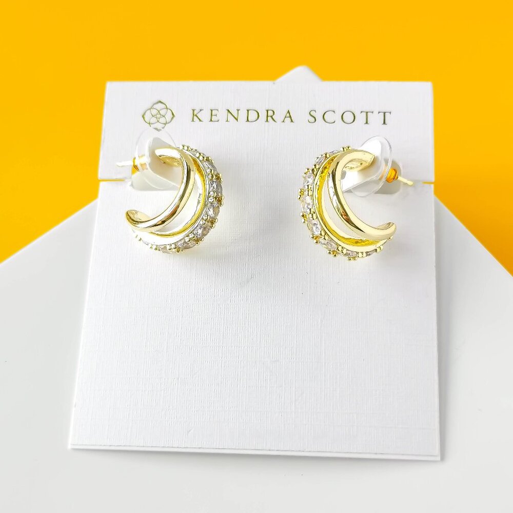 Livy Gold White Crystal Earrings by Kendra Scott